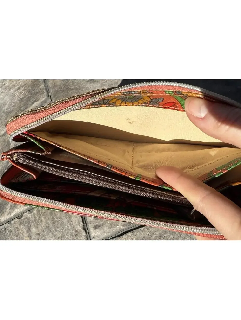 Sakroots Artist Colorful Zip Around Wallet Polyester Boho 8x4 Orange Floral CUTE